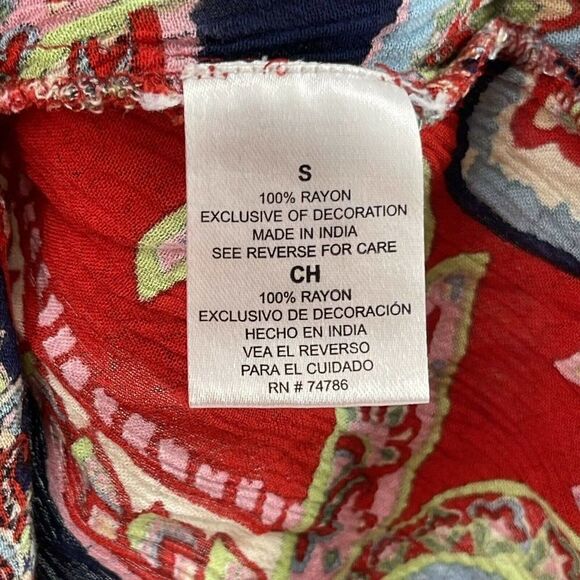 Altard State Bohemian Dress Red Paisley Embroidered Mini Swing Trapeze Size S - Picture 9 of 9